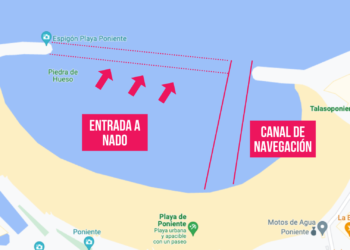 La playa de Poniente alberga el nuevo canal de nado de aguas abiertas
