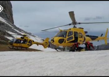 Rescatados en helicóptero dos montañeros belgas que se habían quedado enriscados por la nieve y el hielo en Picos de Europa