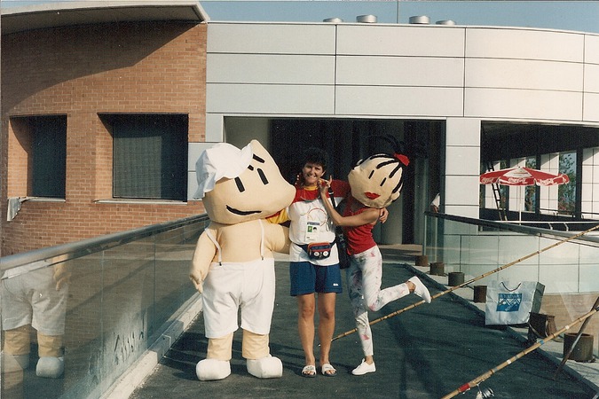 Cobi, Petra y Luisa en la Villa Olímpica de Barcelona 92