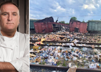 El chef asturiano José Andrés denuncia que misiles rusos destrozaron el tren con comida de su ONG