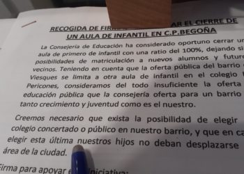 Las familias del Colegio Público Begoña, contra el cierre de un aula en Infantil
