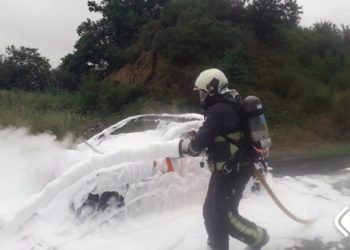 Arde un vehículo en la AP-66