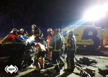 Un fallecido y cuatro heridos en un accidente en la A-66, a la altura de El Caleyo (Ribera de Arriba)