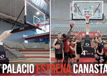 El Palacio de los Deportes de Gijón estrena dos canastas en la pista central