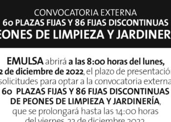 Emulsa convoca 60 plazas fijas y 86 fijas discontinuas de peones de limpieza y jardinería