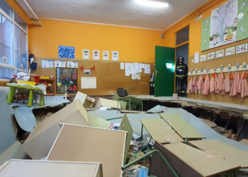 Galería | Así ha quedado el aula del colegio Rey Pelayo tras el derrumbe