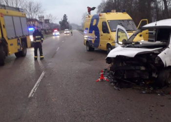 Un accidente entre una furgoneta de reparto de pan y un turismo deja dos heridos en Piloña