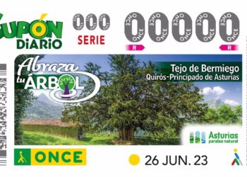 El Tejo de Bermiego, imagen de uno de los cupones de la ONCE