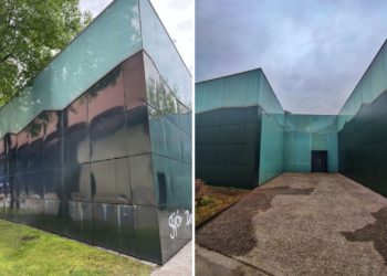 Concluye la renovación de la fachada del pabellón de Gijón en la FIDMA