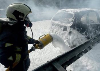 Un incendio destruye un turismo en la A-8, a la altura de Castrillón