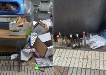 Basura, incivismo y malos olores en la calle de Mieres