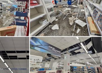 Ventanas rotas, techos caídos e inundaciones: las consecuencias de la tormenta en Gijón