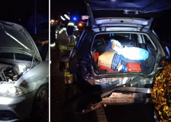 Una colisión múltiple entre ocho vehículos en la AP-8 en Gijón deja varios heridos