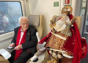 La Santina de la Iglesia de San Antón (Madrid) también viaja en tren