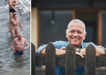 Juan Ramón Lucas disfruta de un baño matutino en San Lorenzo
