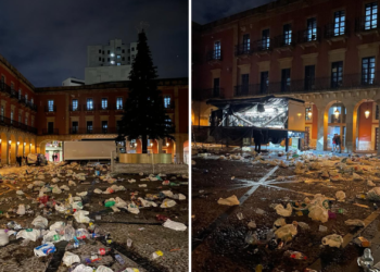 La resaca festiva: Emulsa recoge más de tres toneladas de residuos tras la celebración del nuevo año