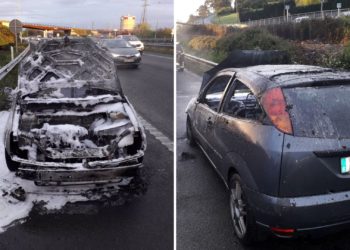 Arde un turismo en la AS-392 en la salida de Avilés sentido a Gijón