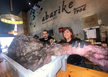 Premio gordo en este restaurante de Gijón: un rape de 55 kilos aterriza en sus cocinas