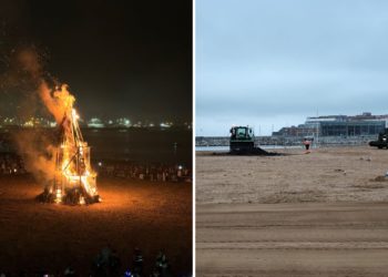 Noche de fuego… Mañana de limpieza; así fue la fiesta de San Juan en la playa de Poniente