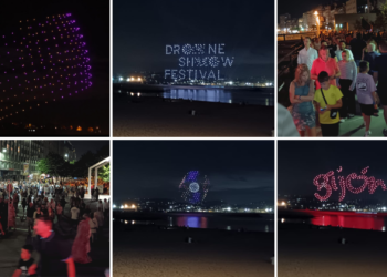 FOTOS | Las formas y coreografías de los drones levantan aplausos en Poniente