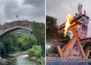 Imprudencia parece… Negocio sí es: el truco tras el salto desde el Puente Romano de Cangas de Onís