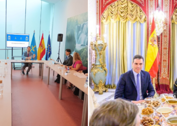 Polémica por la bandera ‘al revés’ que presidió una reunión de Barbón: «Aprende rápido de Sánchez»