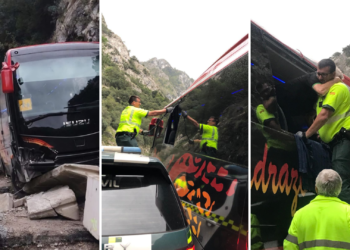 Un susto que pudo acabar en tragedia: así fue la salida de vía de un autobús en el Desfiladero de la Hermida