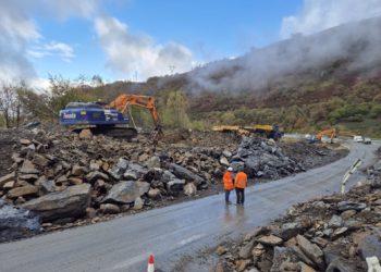 Avanzan sin pausa las labores para habilitar un bypass en la AP-66 tras el argayo