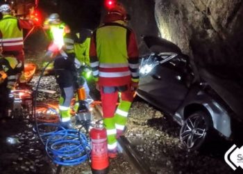 Segunda tragedia ferroviaria en menos de una semana: un hombre fallece en Cancienes al caer su coche a las vías