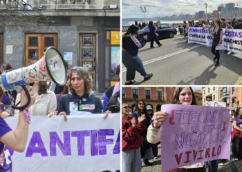 GALERÍA | La marea ‘morada’ del 8M llega con antelación a las aulas… Y las vacía hacia el centro de Gijón