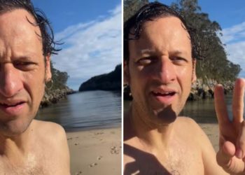 Edu Soto se sumerge en Asturias: «Primer baño del año en este paraíso»