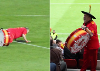 Así levantaba el fallecido Manolo ‘el del Bombo’ a El Molinón en 2013