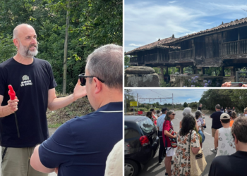 FOTOS | La ruta ‘Xixón Rural’ de Laboral llena un tren para explorar el patrimonio vivo de Serín