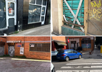 Entre baldosas sueltas y persianas bajadas: un día más en la calle de Guipúzcoa en Pumarín