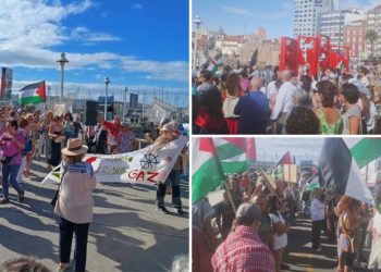 ¡Buena proa hacia Gaza! Una multitud da su apoyo a la ‘Flotilla de la Libertad’ desde el Puerto Deportivo