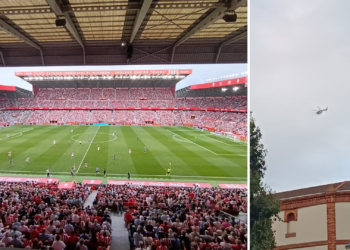 24.896 espectadores vieron la primera victoria del Sporting, que contó con vigilancia aérea