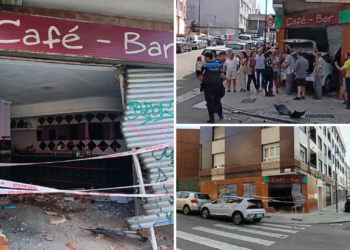 Un taxi se empotra en un bar de El Coto al esquivar a una furgoneta que se saltó un ‘ceda el paso’