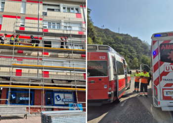 Herido un obrero tras precipitarse por un andamio en Ribadesella
