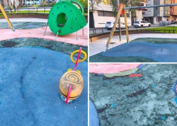 Sin columpios, con el suelo deshecho y sus juegos sucios: la larga decadencia del parque de los Peces