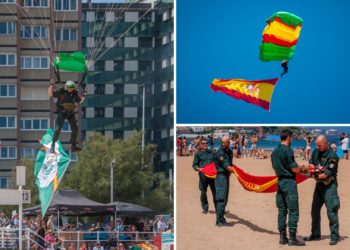 Paracaidistas de la Guardia Civil: la joven formación deportiva que se estrenó ante el público en Gijón