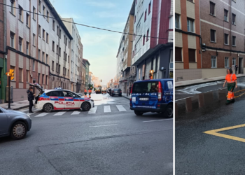 Un vertido de gasoil obliga a cortar el tráfico en una vía en Ceares para su limpieza