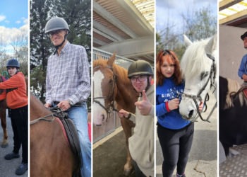 Gijón estrena en Las Mestas un proyecto pionero de equinoterapia con cinco personas con diversidad funcional