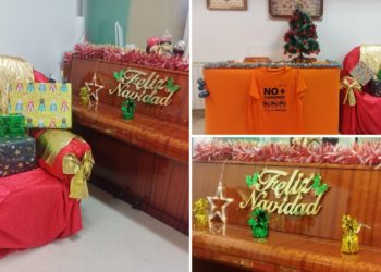Magia navideña… Con un toquecito reivindicativo: la sede vecinal de La Calzada recupera su decoración