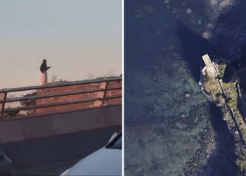 VÍDEO | Graban a una joven bailando al borde del precipicio de la batería baja, en Cimavilla