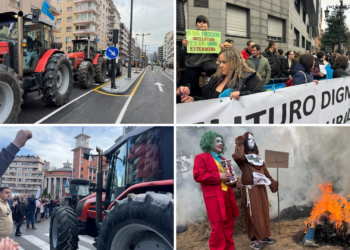 Galería | Oviedo arde contra Mercosur: los tractores irrumpen hasta plaza España en una acalorada protesta