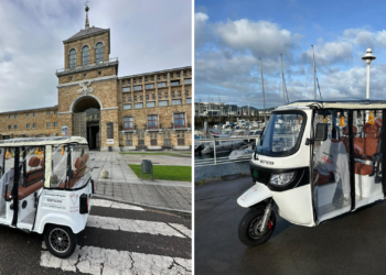 Gijón se sube a una experiencia única con el primer tuk tuk eléctrico de Asturias