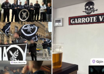 El colectivo neonazi Vanguardia Juvenil cumple su promesa y se manifiesta frente a La Laboral