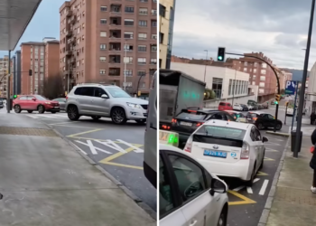 «Todos los días es lo mismo»: un taxista denuncia colapsos diarios ante El Corte Inglés de Gijón