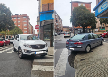 Un cruce de El Llano presenta problemas de visibilidad por coches mal aparcados en la esquina
