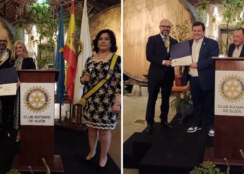 Virginia García y Marcos Morán recogen en Villa María sus Paul Harris Fellow